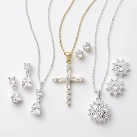 Sparkle Allure Womens Cubic Zirconia 14K Gold Over Brass Cross 2-pc. Jewelry Set