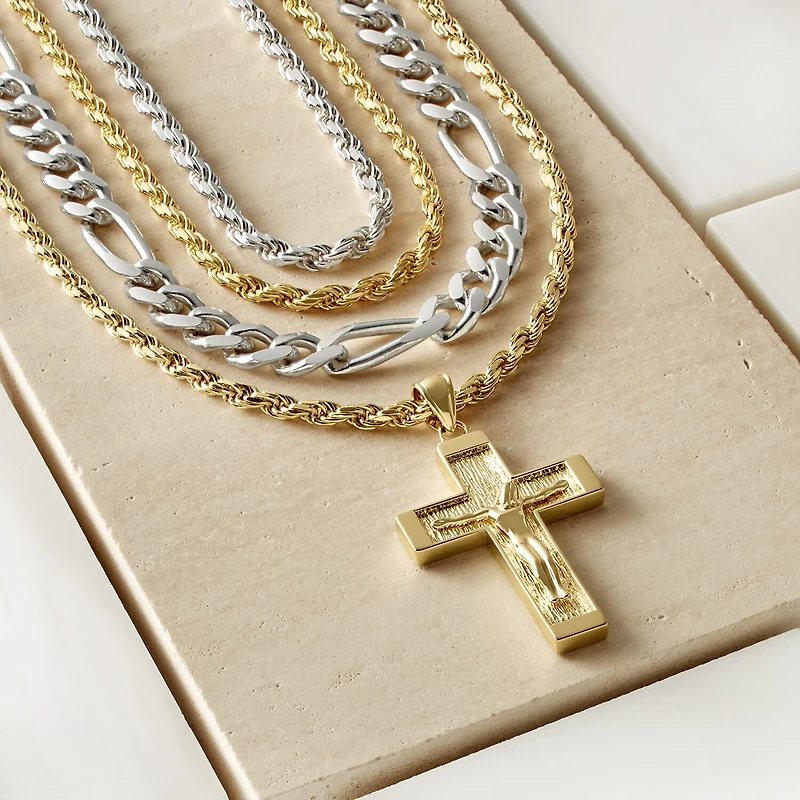 18K Gold Over Silver Crucifix Pendant Necklace
