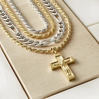 18K Gold Over Silver Crucifix Pendant Necklace