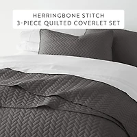 Casual Comfort Premium Ultra Soft Herringbone Pattern Quilted Coverlet Set
