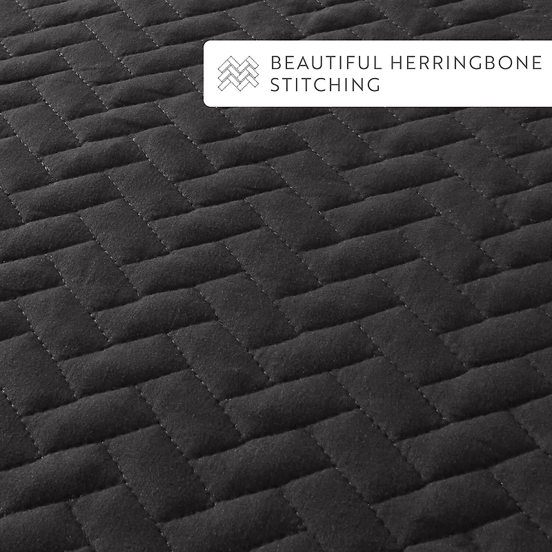 Casual Comfort Premium Ultra Soft Herringbone Pattern Quilted Coverlet Set