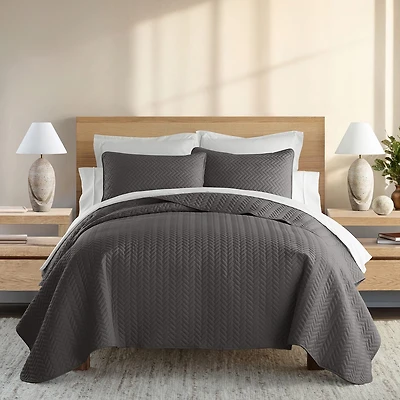 Casual Comfort Premium Ultra Soft Herringbone Pattern Quilted Coverlet Set