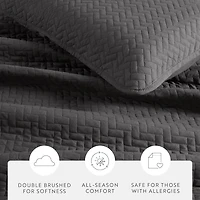 Casual Comfort Premium Ultra Soft Herringbone Pattern Quilted Coverlet Set