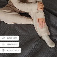 Casual Comfort Premium Ultra Soft Herringbone Pattern Quilted Coverlet Set