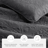 Casual Comfort Premium Ultra Soft Damask Pattern Quilted Coverlet Set