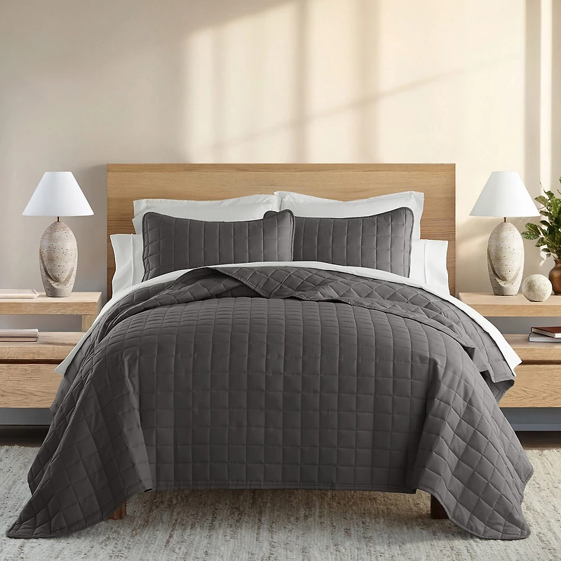 Casual Comfort Premium Ultra Soft Square Pattern Quilted Coverlet Set