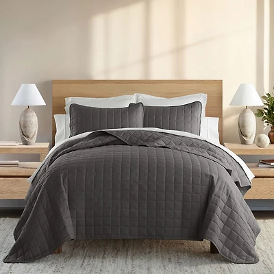 Casual Comfort Premium Ultra Soft Square Pattern Quilted Coverlet Set