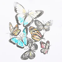 New World Butterfly Tee Womens Juniors Crew Neck Short Sleeve Oversized Graphic T-Shirt