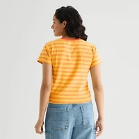 Womens Juniors Crew Neck Sleeveless Fitted Moana Graphic T-Shirt