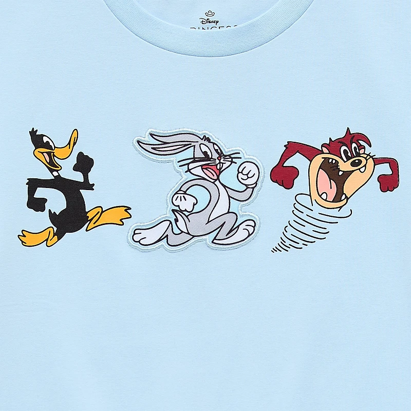 Looney Toons Baby Tee Womens Juniors Crew Neck Short Sleeve Fitted Tunes Graphic T-Shirt