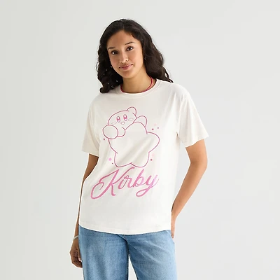 Kirby Boyfriend Tee Womens Juniors Crew Neck Short Sleeve Loose Fit Graphic T-Shirt
