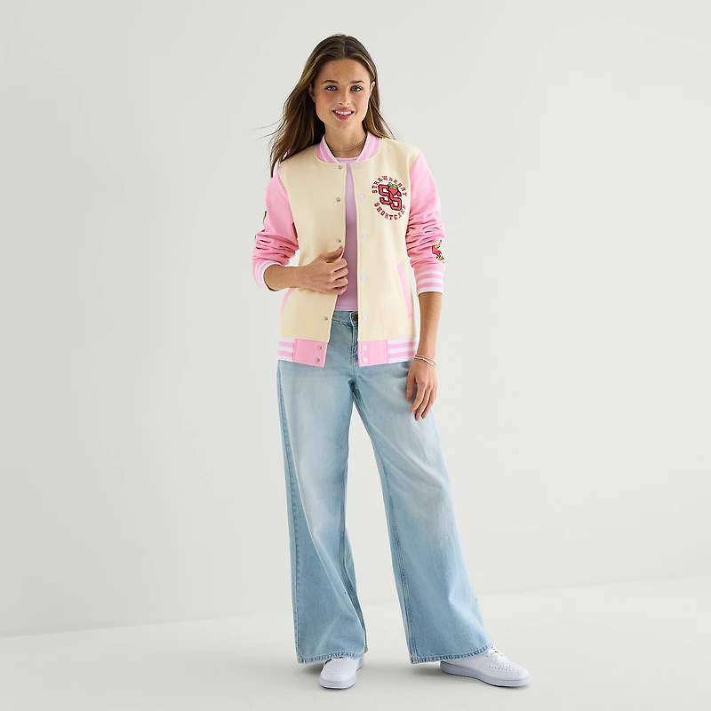 Womens Juniors Strawberry Shortcake Bomber Jacket
