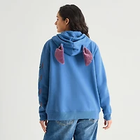 Stitch Cosplay Full Zip Womens Juniors Long Sleeve Embroidered Zipper Hoodie