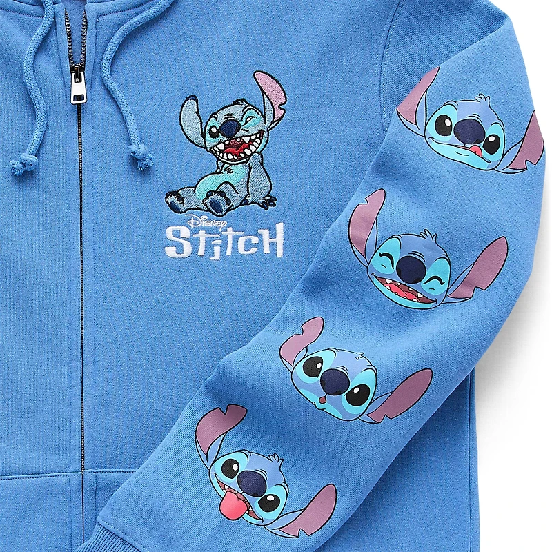 Stitch Cosplay Full Zip Womens Juniors Long Sleeve Embroidered Zipper Hoodie