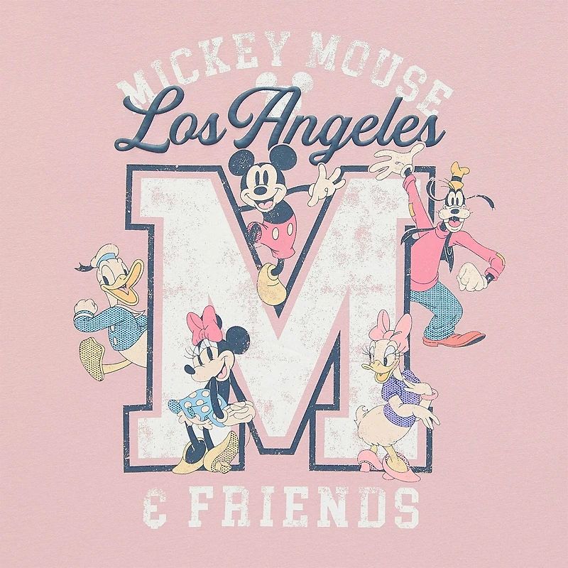 Womens Juniors Crew Neck Short Sleeve Oversized Mickey Mouse Graphic T-Shirt
