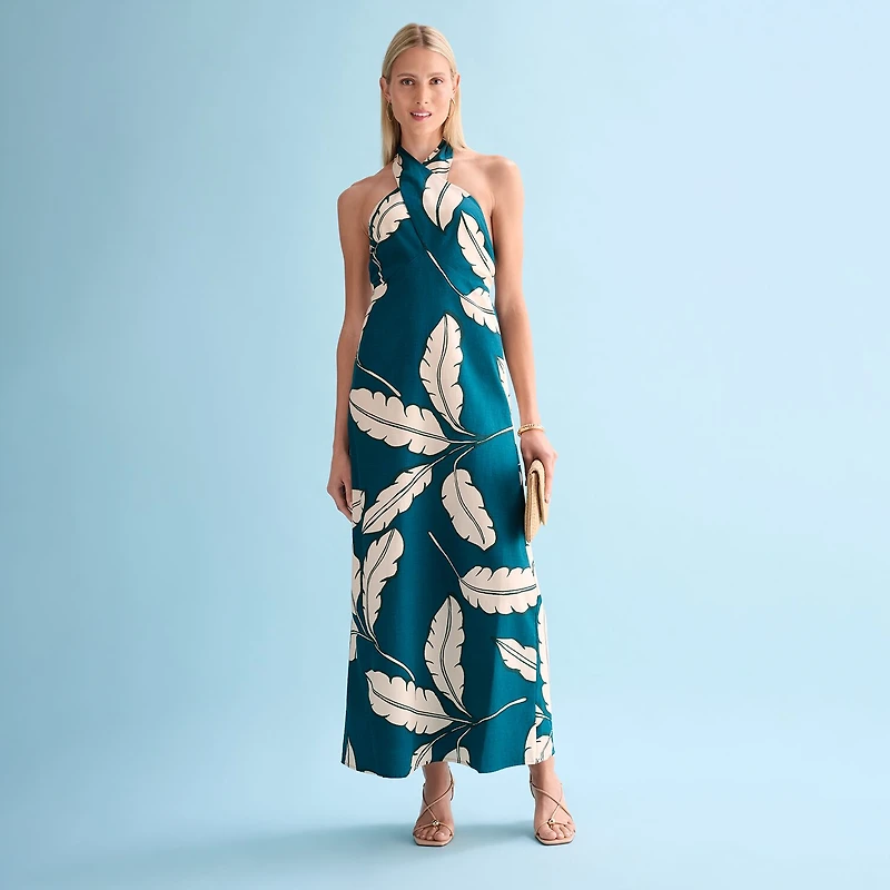 Worthington Womens Halter Neck Sleeveless Maxi Dress