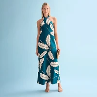 Worthington Womens Halter Neck Sleeveless Maxi Dress