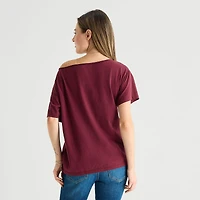 Arizona Womens Juniors Scoop Neck Short Sleeve Regular Fit Graphic T-Shirt
