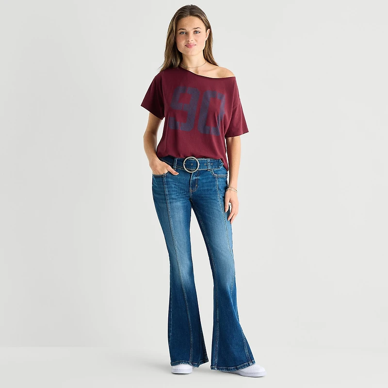 Arizona Womens Juniors Scoop Neck Short Sleeve Regular Fit Graphic T-Shirt
