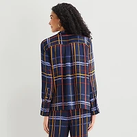Liz Claiborne Womens Round Neck Cuffed Long Sleeve Regular Fit Button-Down Shirt