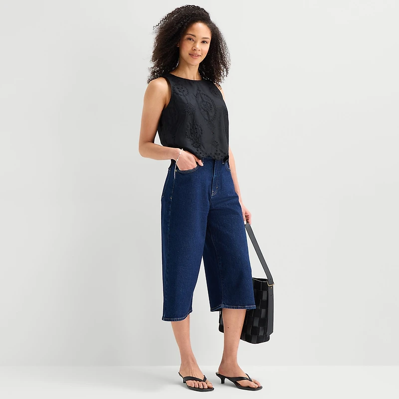 a.n.a Womens Round Neck Sleeveless Blouse