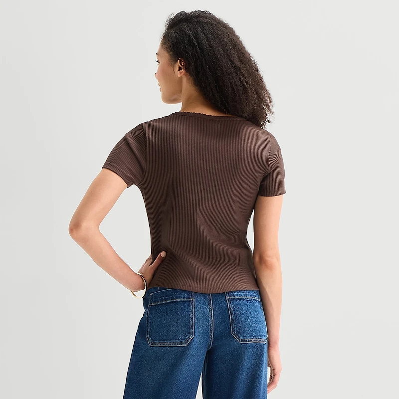 a.n.a Womens V Neck Short Sleeve Button Cardigan