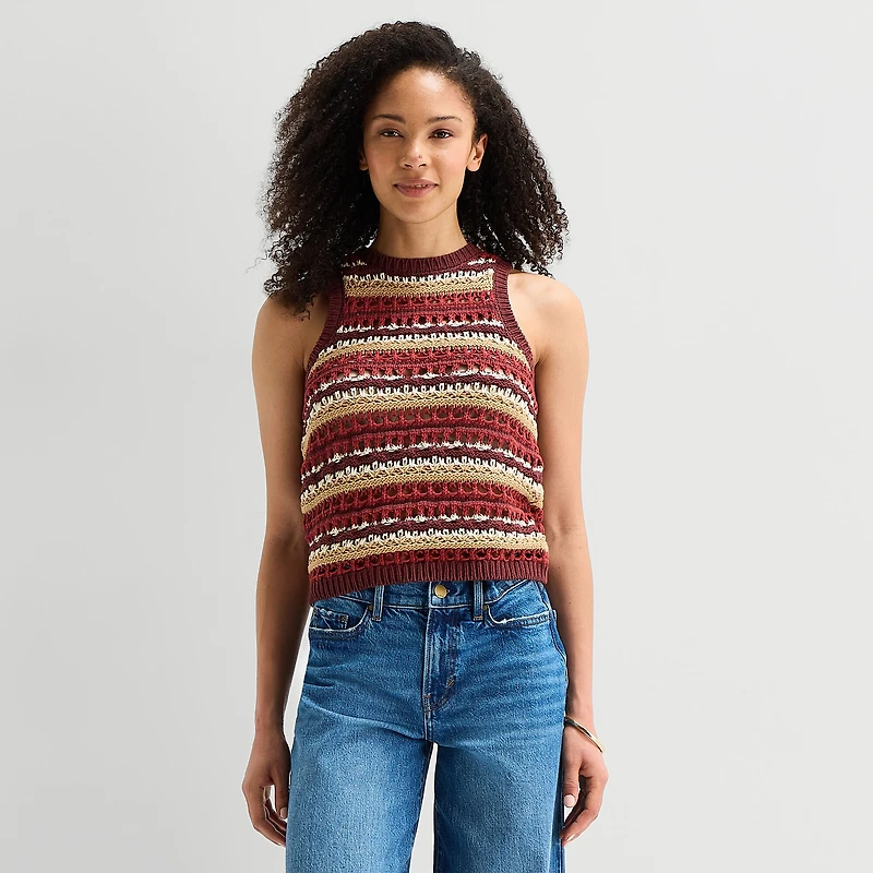a.n.a Womens Crew Neck Sleeveless Pullover Sweater