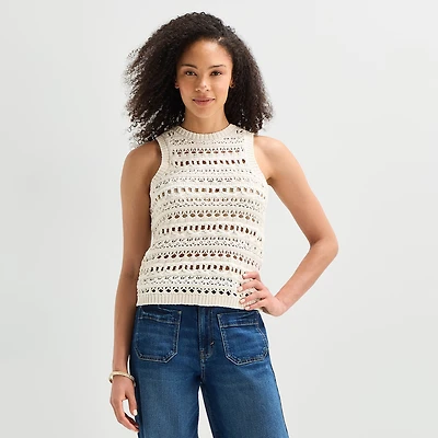 a.n.a Womens Crew Neck Sleeveless Pullover Sweater