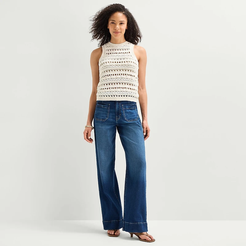 a.n.a Womens Crew Neck Sleeveless Pullover Sweater