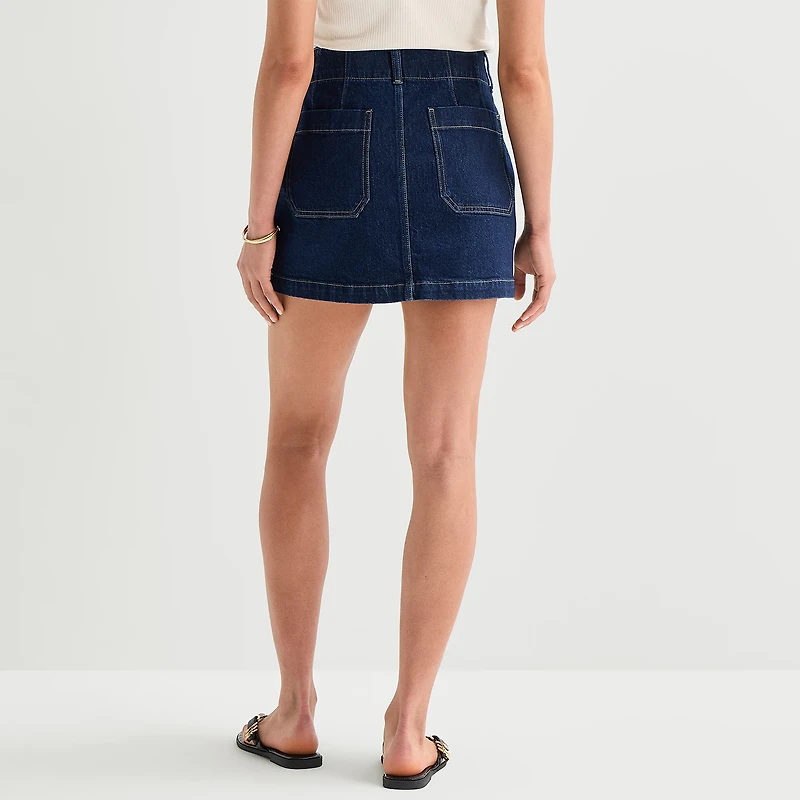a.n.a Patch Pocket Womens Highest Rise Mini Denim Skirt