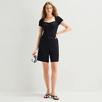 a.n.a Crepe Womens Mid Rise Pleated Short