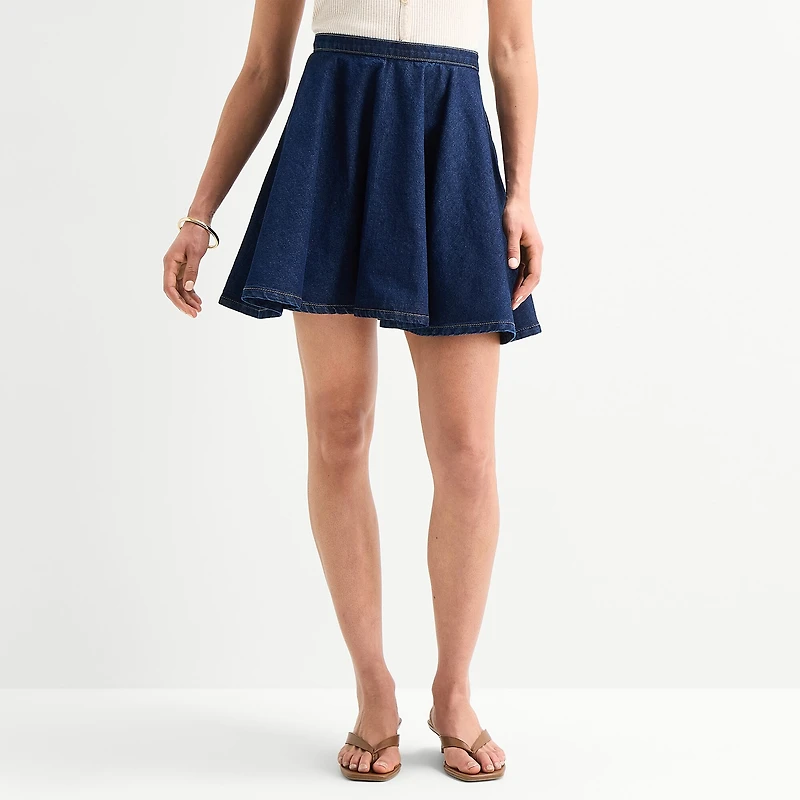 a.n.a Womens Mid Rise Denim Skirt