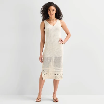 a.n.a Womens Midi V Neck Sleeveless Maxi Dress