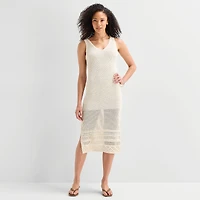 a.n.a Womens Midi V Neck Sleeveless Maxi Dress
