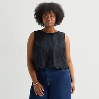 a.n.a Womens Plus Round Neck Sleeveless Blouse