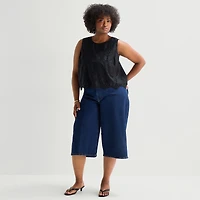 a.n.a Womens Plus Round Neck Sleeveless Blouse