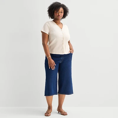 a.n.a Womens Plus Denim Culotte Jean