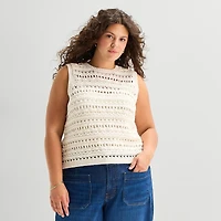 a.n.a Plus Womens Crew Neck Sleeveless Pullover Sweater