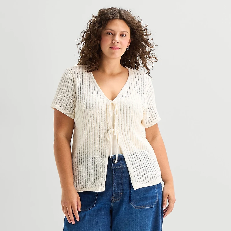 a.n.a Womens V Neck Tie Plus Sweater Vest