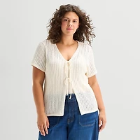 a.n.a Womens V Neck Tie Plus Sweater Vest