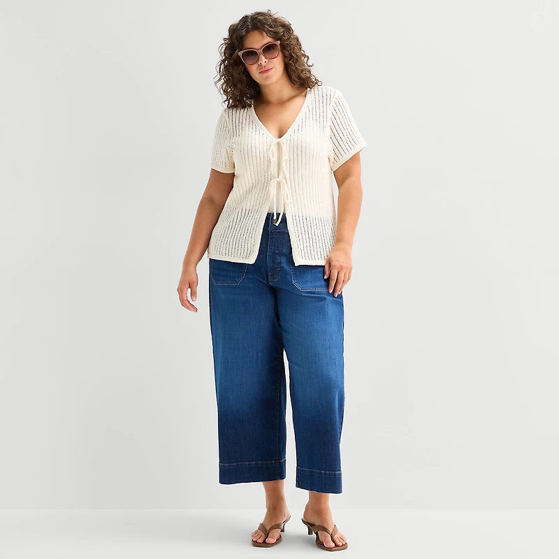 a.n.a Womens V Neck Tie Plus Sweater Vest