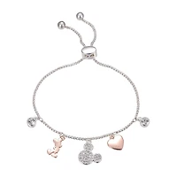 Disney Classics Womens Crystal Heart Mickey Mouse Bolo Bracelet