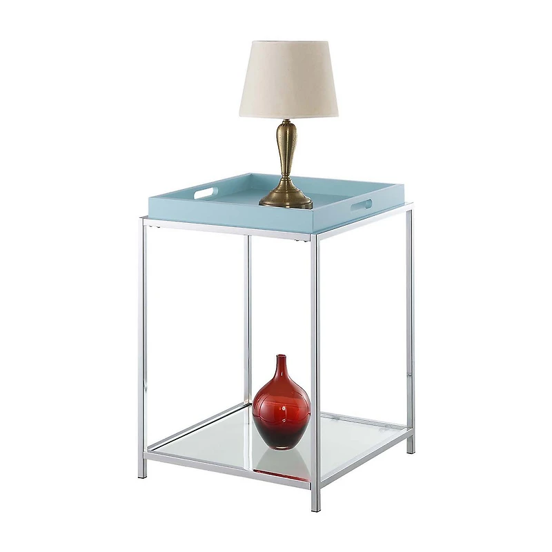 Convenience Concepts Palm Beach Living Room Collection Storage Glass Console Table