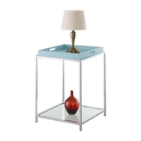 Convenience Concepts Palm Beach Living Room Collection Storage Glass Console Table