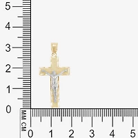 Crucifix Mens 14K Two Tone Gold Cross Pendant