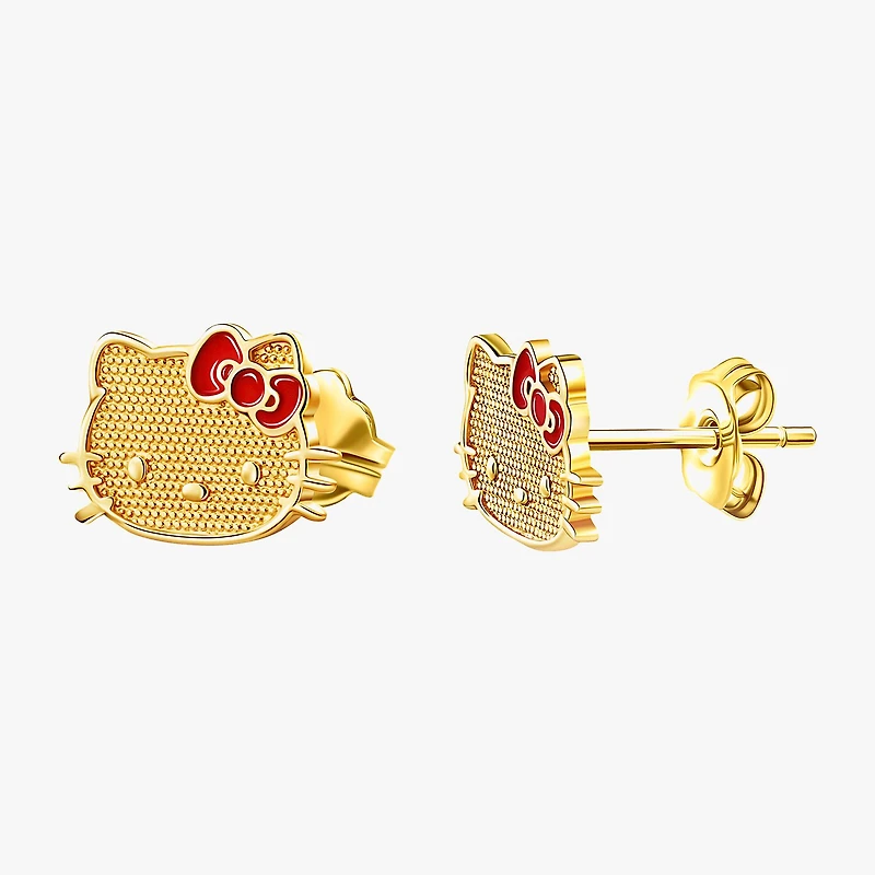 14K Gold 6mm Hello Kitty Stud Earrings