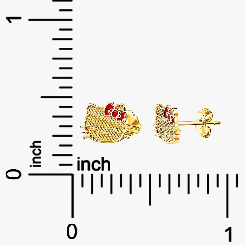 14K Gold 6mm Hello Kitty Stud Earrings