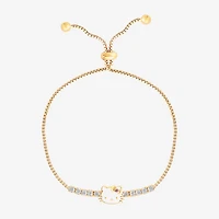 Girls Cubic Zirconia 14K Gold Over Silver Hello Kitty Bolo Bracelet