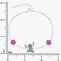 Disney Collection Girls Sterling Silver Flower Lilo & Stitch Bolo Bracelet