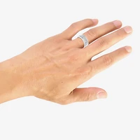 Mens 9M 1 CT. Lab Created White Moissanite Sterling Silver Round Wedding Band